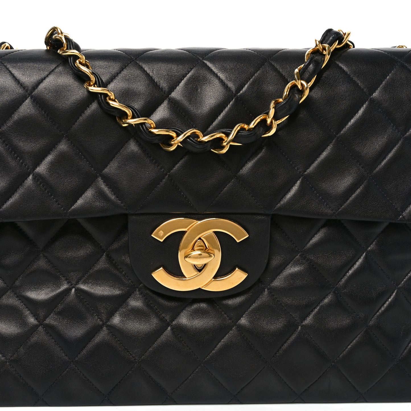 Lambskin Quilted XL Jumbo Single Flap Black