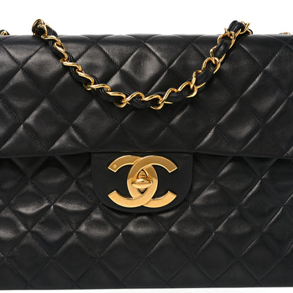 Chanel Lambskin Quilted XL Jumbo Single Flap Black 8 of 10