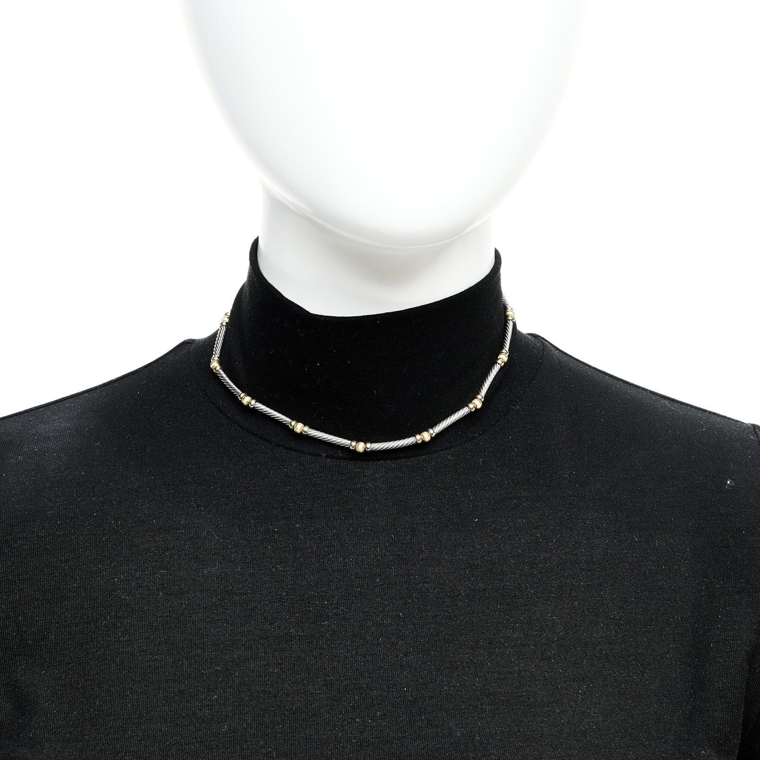 David Yurman Sterling Silver 14K Yellow Gold Metro Collar Necklace 2 of 5