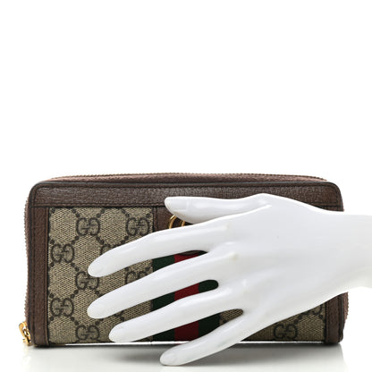 Gucci GG Supreme Monogram Web Ophidia Zip Around Wallet Brown 2 of 8
