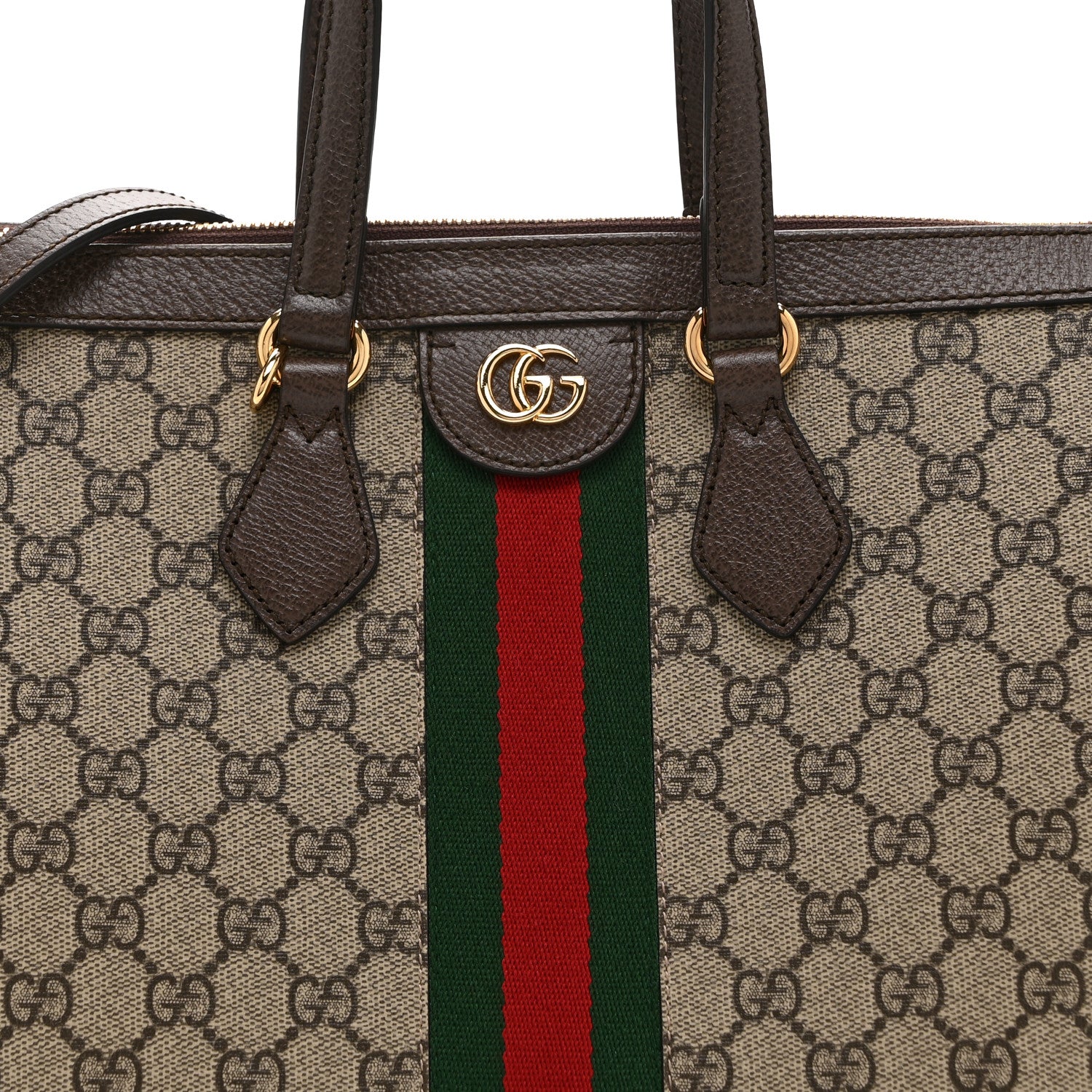 Gucci GG Supreme Monogram Web Medium Ophidia Tote Bag Brown 10 of 12