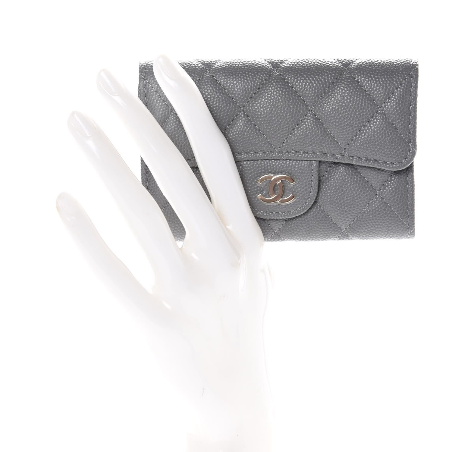 Chanel Caviar Quilted Flap Card Holder Wallet Dark Grey 2 of 10