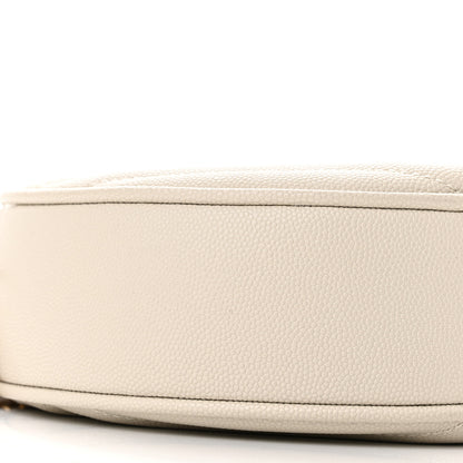 Saint Laurent Grain De Poudre Matelasse Chevron Quilted Round Vinyle Camera Bag Crema Soft 8 of 10