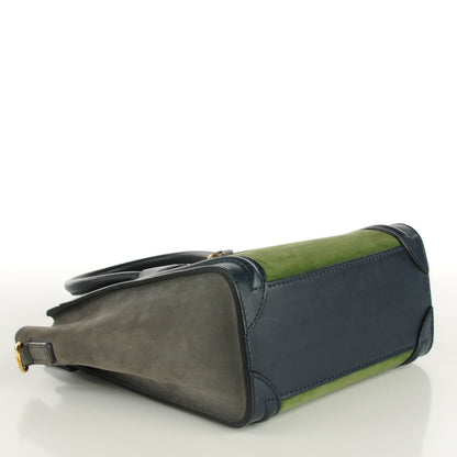 Celine Nubuck Smooth Calfskin Nano Tri-Color Luggage Green 5 of 10
