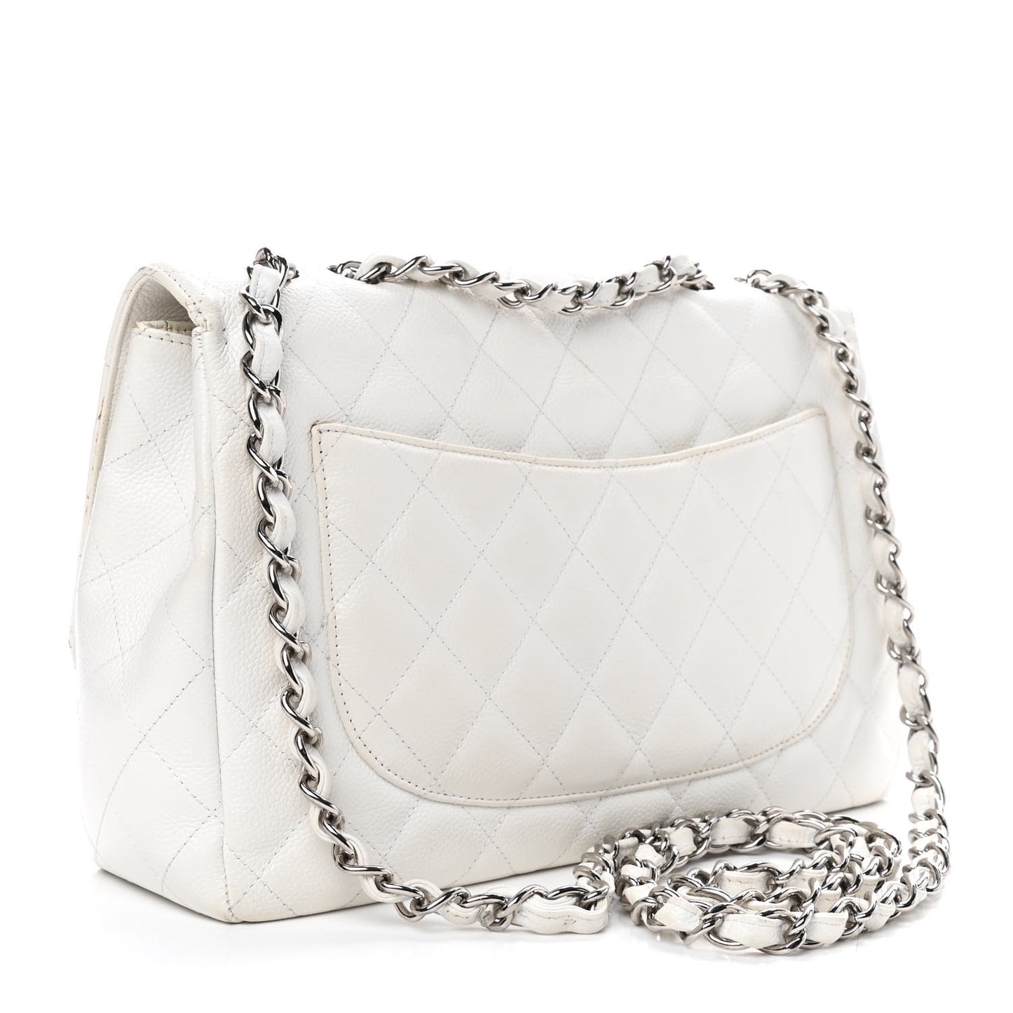 Caviar Quilted Jumbo Single Flap White