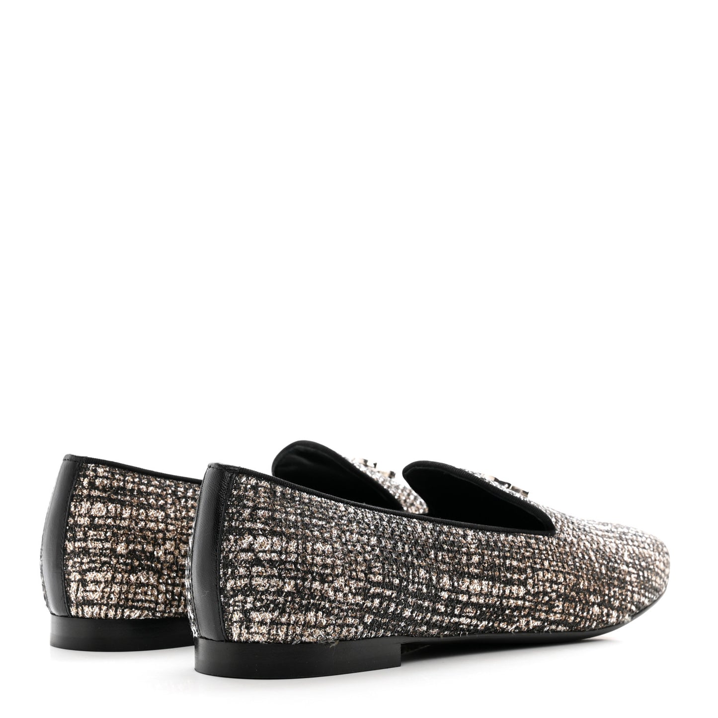 Fantasy Fabric Grosgrain CC Mocassin Loafers 41 Pink Black