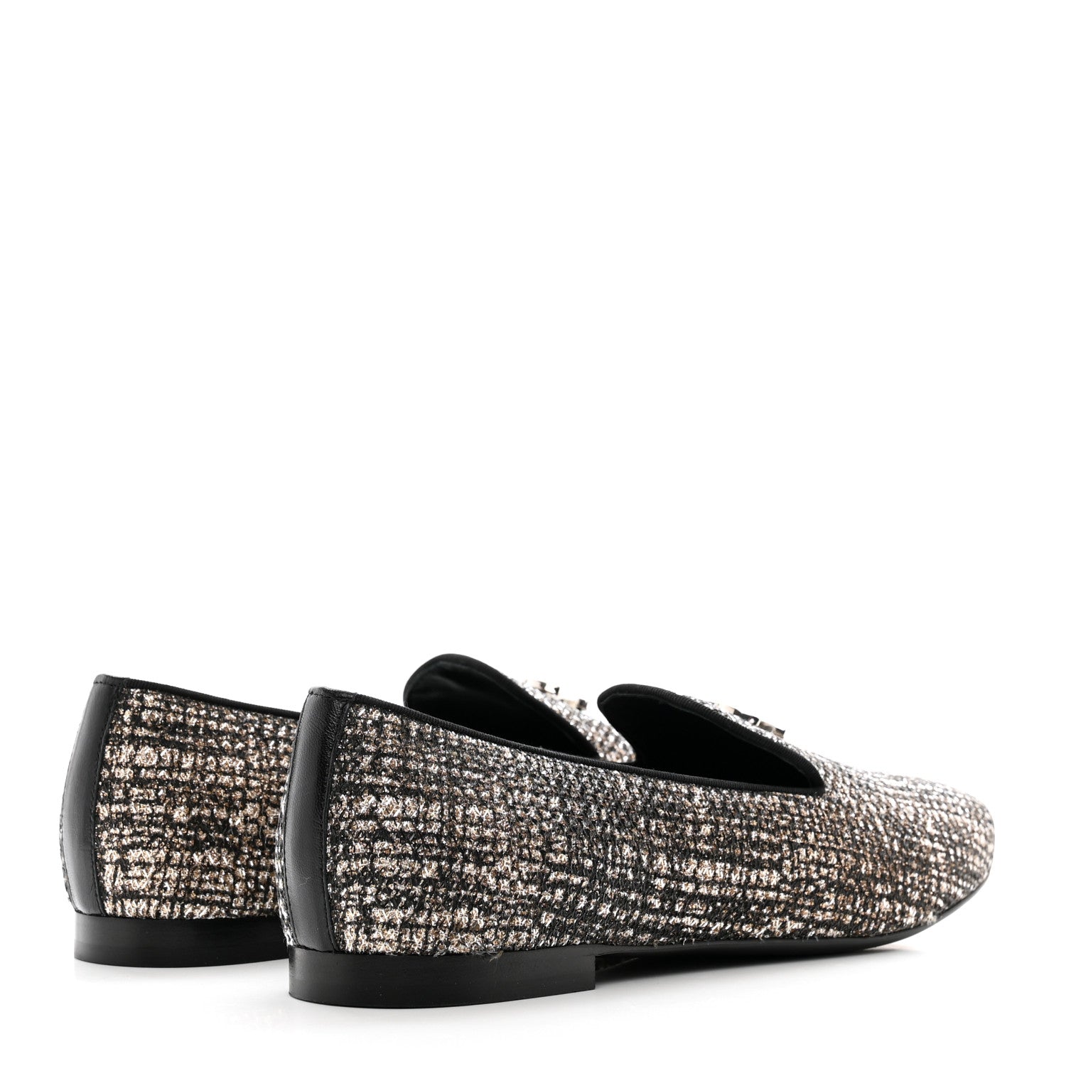 Chanel Fantasy Fabric Grosgrain CC Mocassin Loafers 41 Pink Black 4 of 9