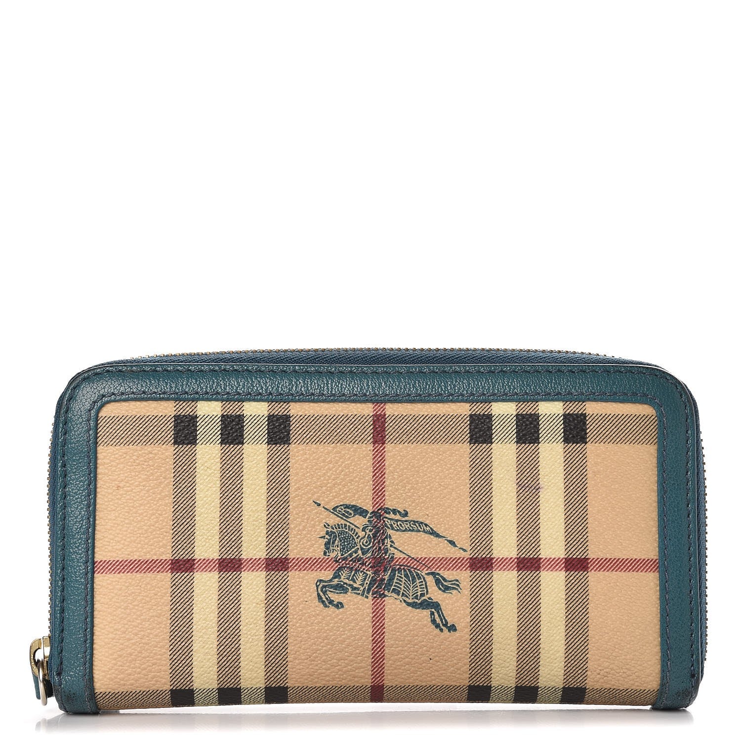 Burberry Haymarket Check Large Ziggy Zip Around Wallet Green 1 of 8