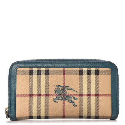 Burberry Haymarket Check Large Ziggy Zip Around Wallet Green 1 of 8
