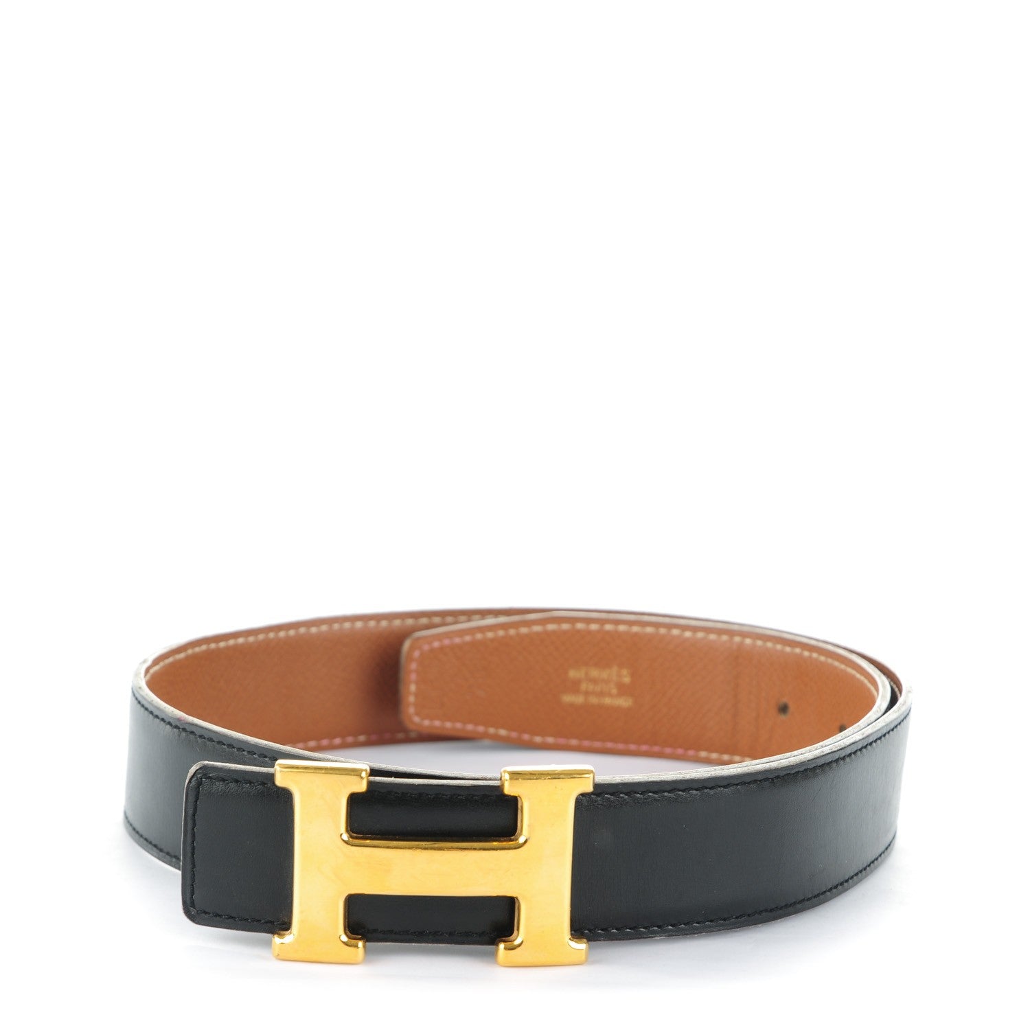 Hermes Box Epsom 32mm H Belt 70 Black Gold 1 of 7