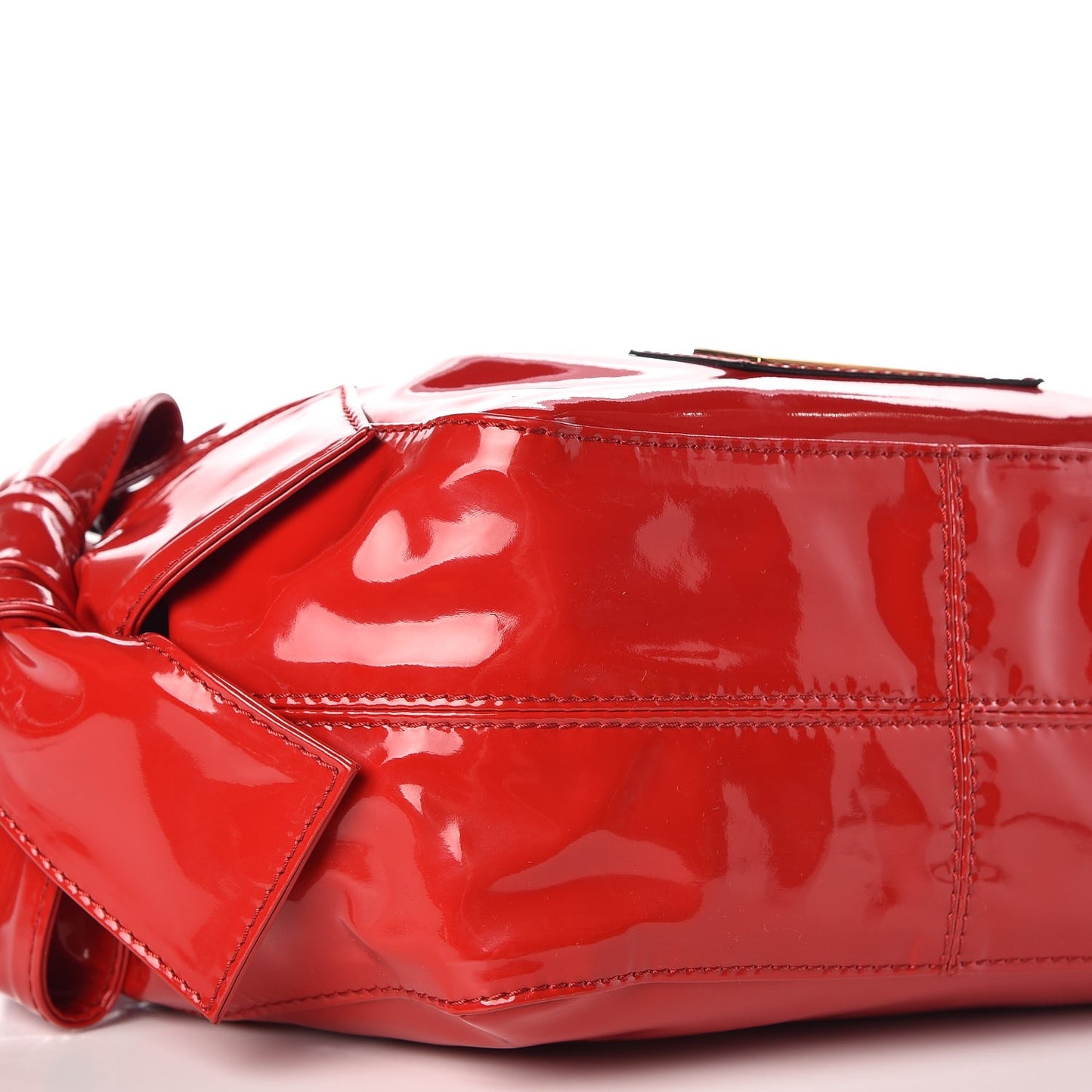 Patent Lacca Mini Nuage Bow Hobo Red