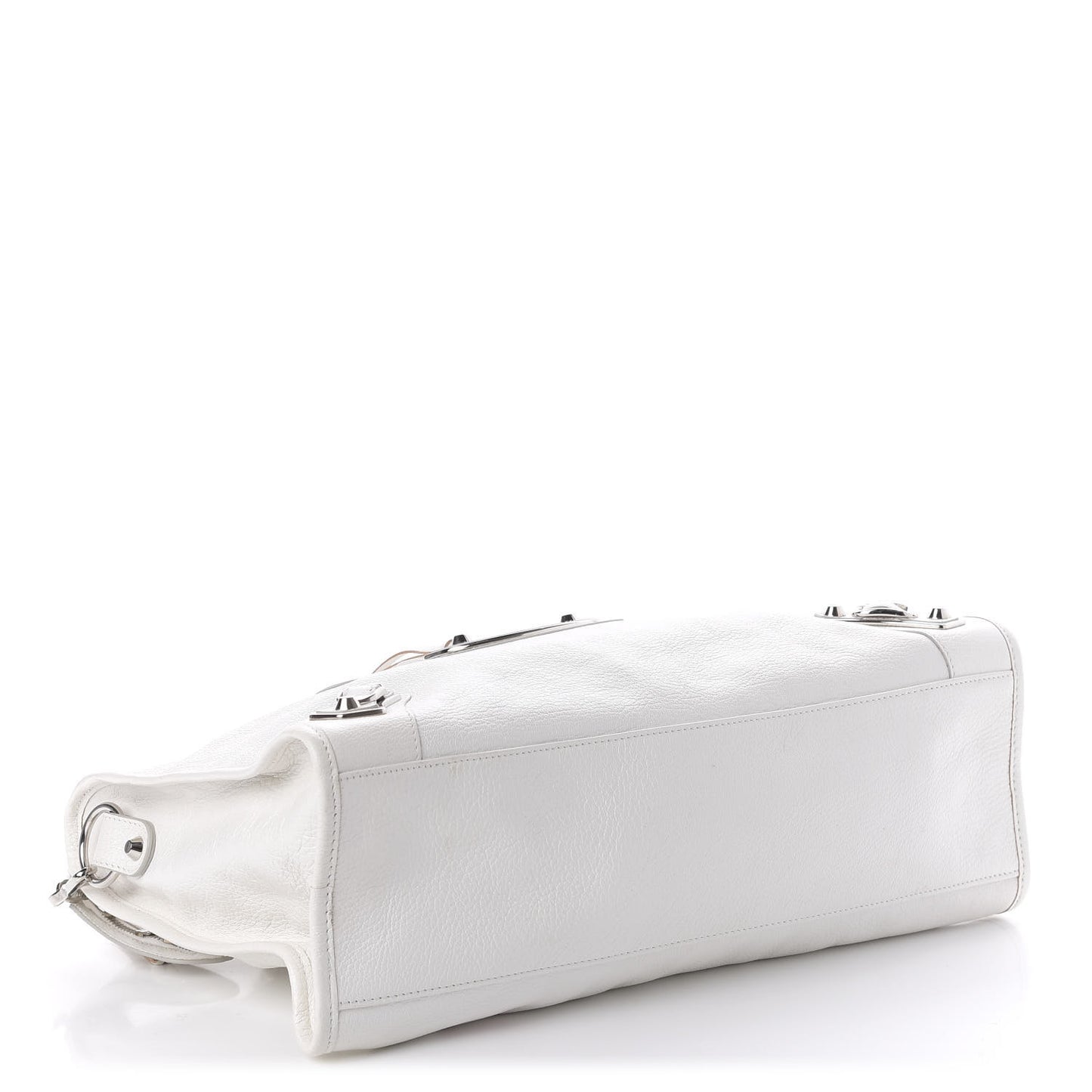 Chevre Silver Metallic Edge Hardware City White