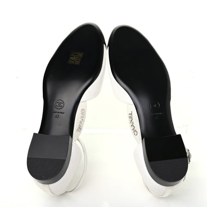 Chanel Sequin Grosgrain Cap Toe CC Ankle Strap Sandals 42 White Black 5 of 9