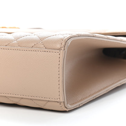Saint Laurent Grain De Poudre Mixed Matelasse Large Triquilt Monogram Satchel Dark Beige 7 of 8