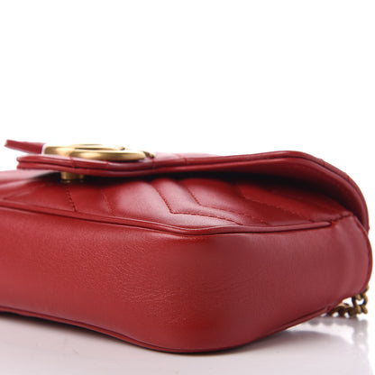 Gucci Calfskin Matelasse Super Mini GG Marmont Shoulder Bag Hibiscus Red 7 of 11
