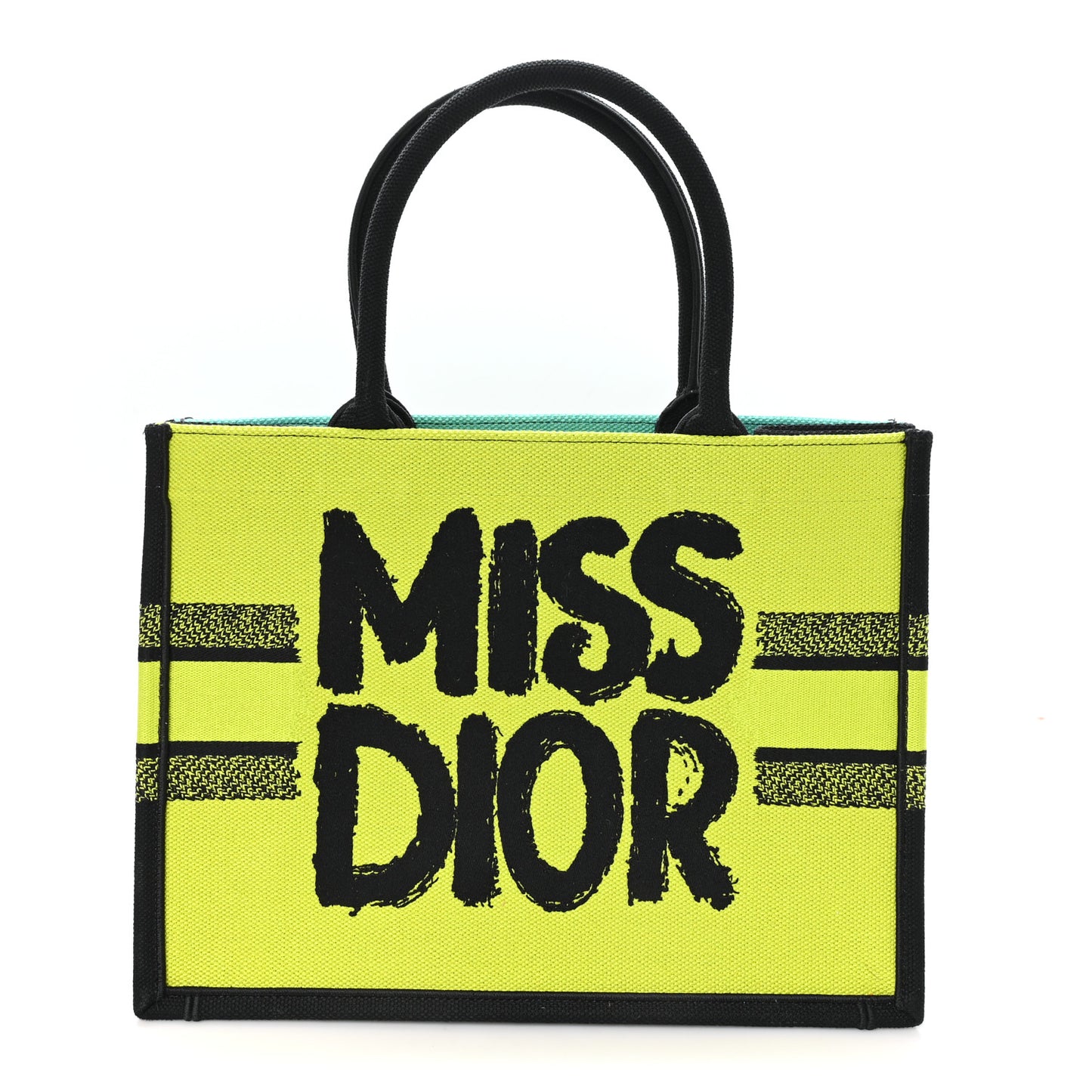 Canvas Embroidered Medium Miss Dior Graffiti Book Tote Green Blue