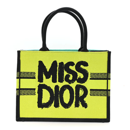 Christian Dior Canvas Embroidered Medium Miss Dior Graffiti Book Tote Green Blue 1 of 12