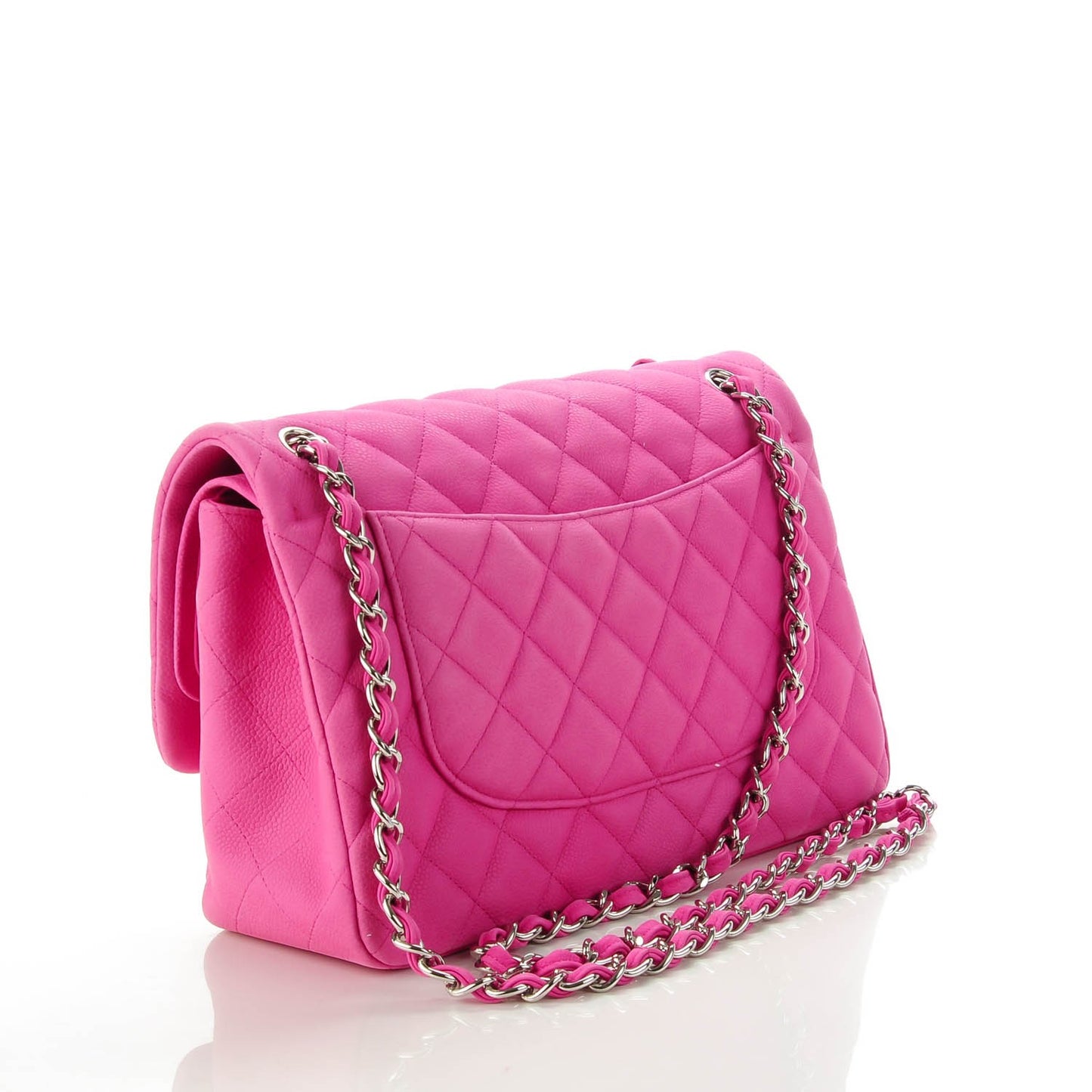 Iridescent Caviar Quilted Jumbo Double Flap Pink