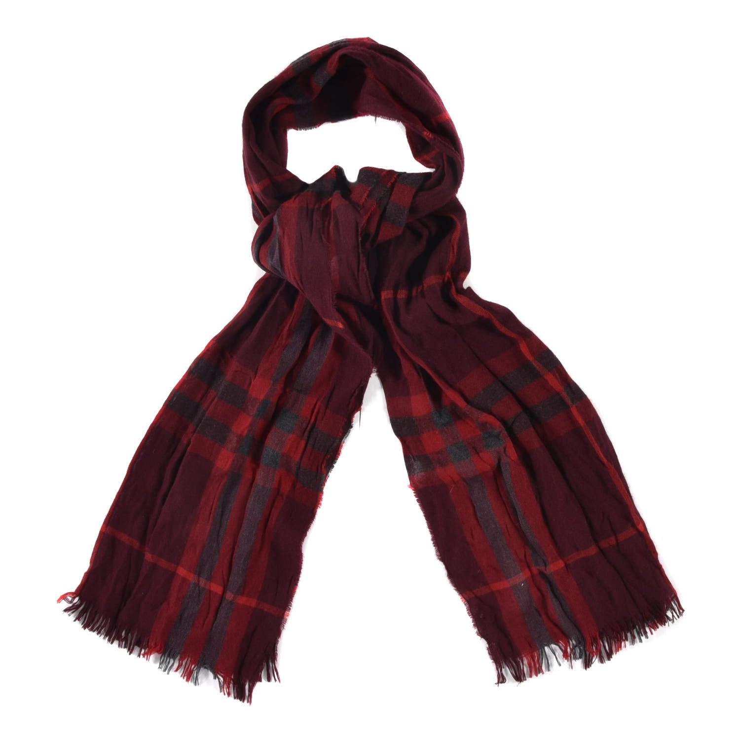 Burberry Wool Giant Check Scarf Dark Red 1 of 3
