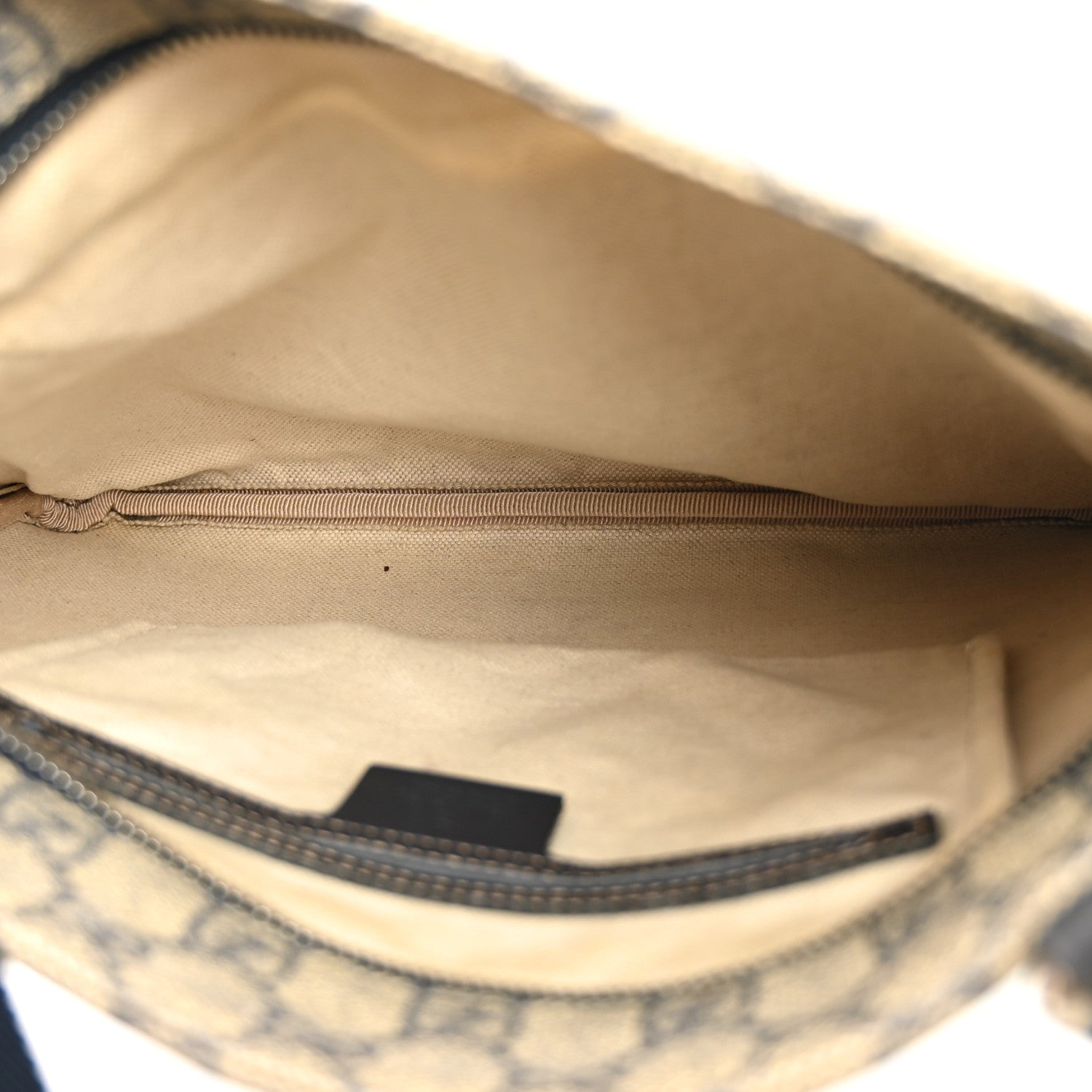 Gucci GG Supreme Monogram Small Flat Side Zip Messenger Bag Beige Blue 5 of 10