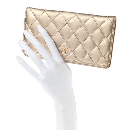 Chanel Metallic Lambskin Quilted Yen Wallet Gold 2 of 10