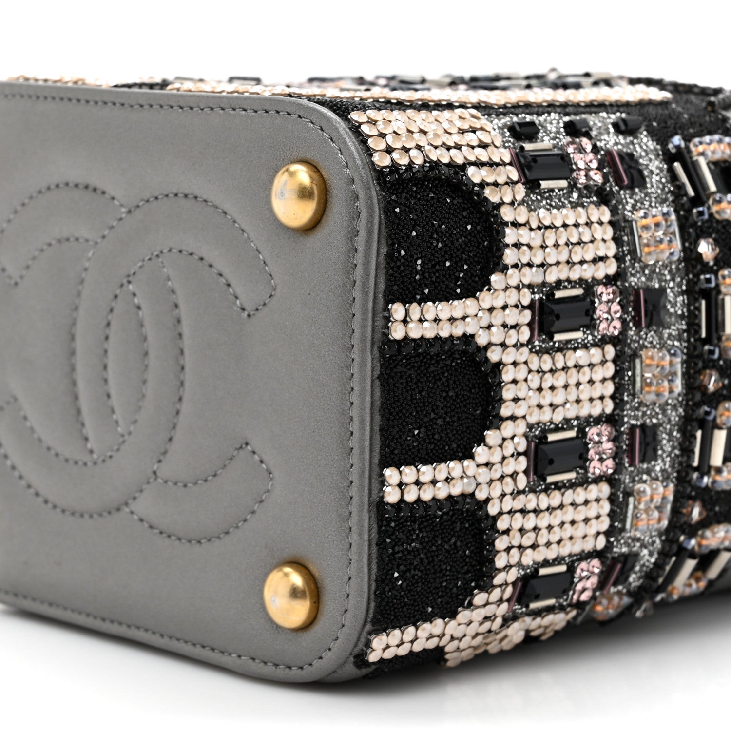 Chanel Metallic Lambskin Crystal Metiers D'Art Chateau de Chenonceau Bucket Bag Grey 9 of 10