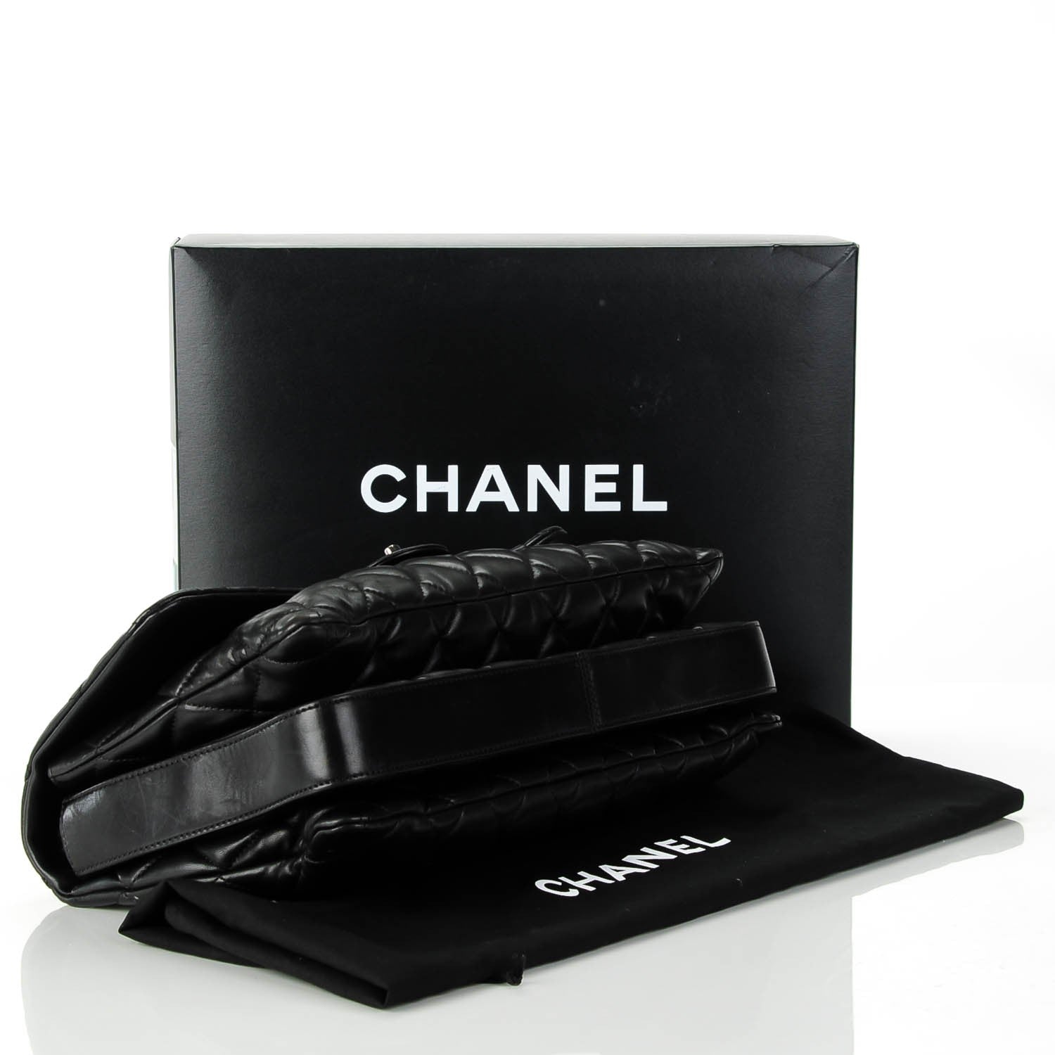 Chanel Lambskin Quilted Maxi 3 Flap Black 4 of 8
