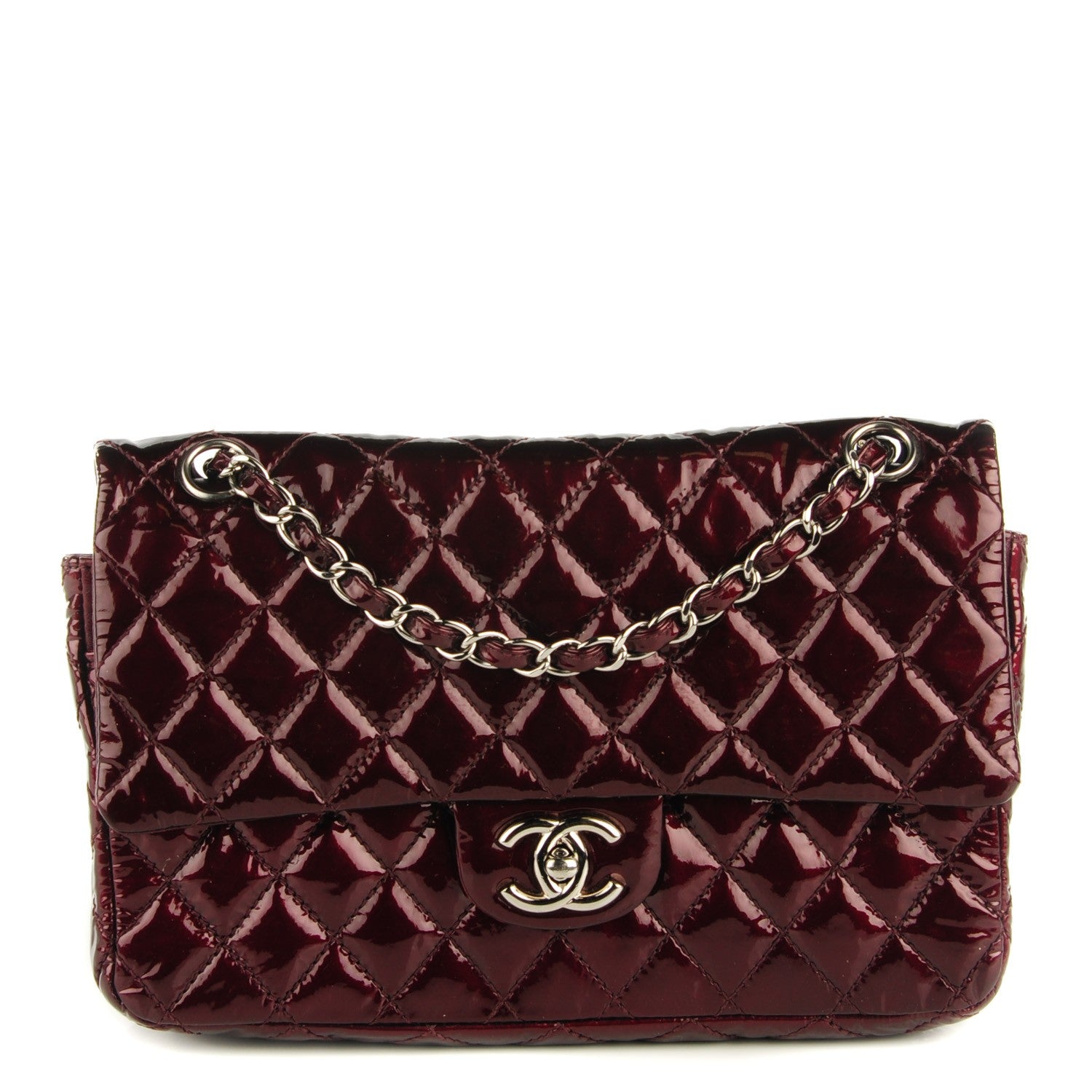 Chanel Patent Quilted Medium Double Flap Bordeaux 1 of 8
