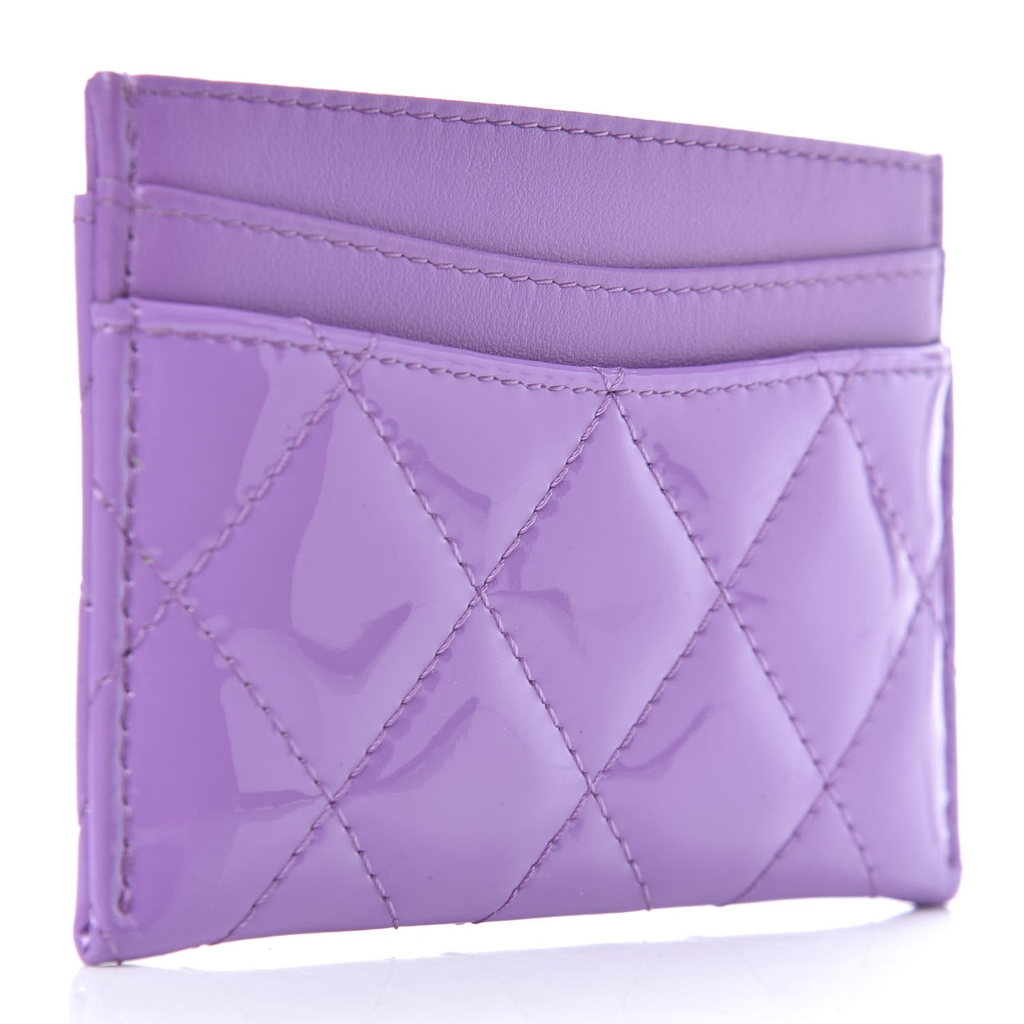 Patent Quilted Card Holder Purple