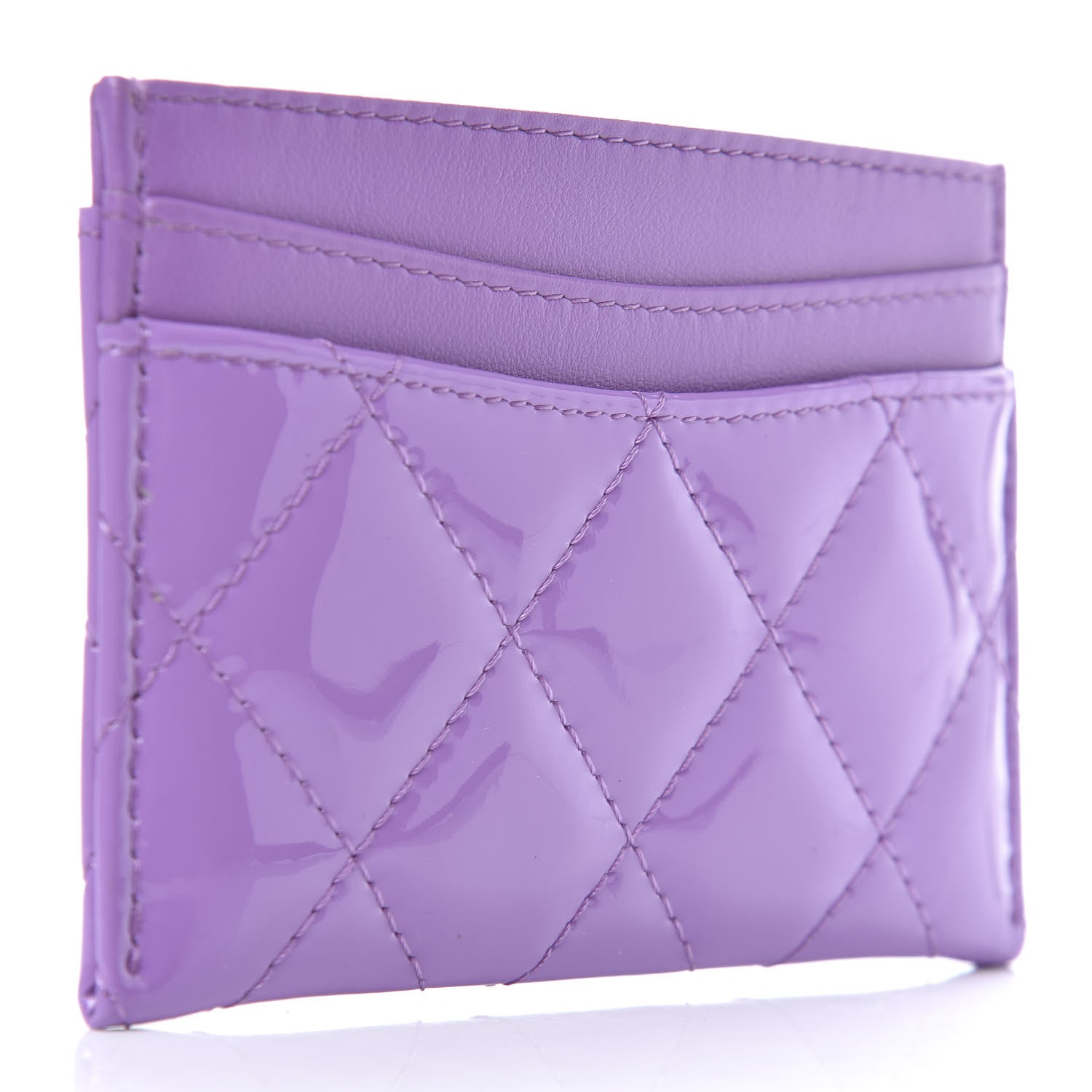 Chanel Patent Quilted Card Holder Purple 3 of 9