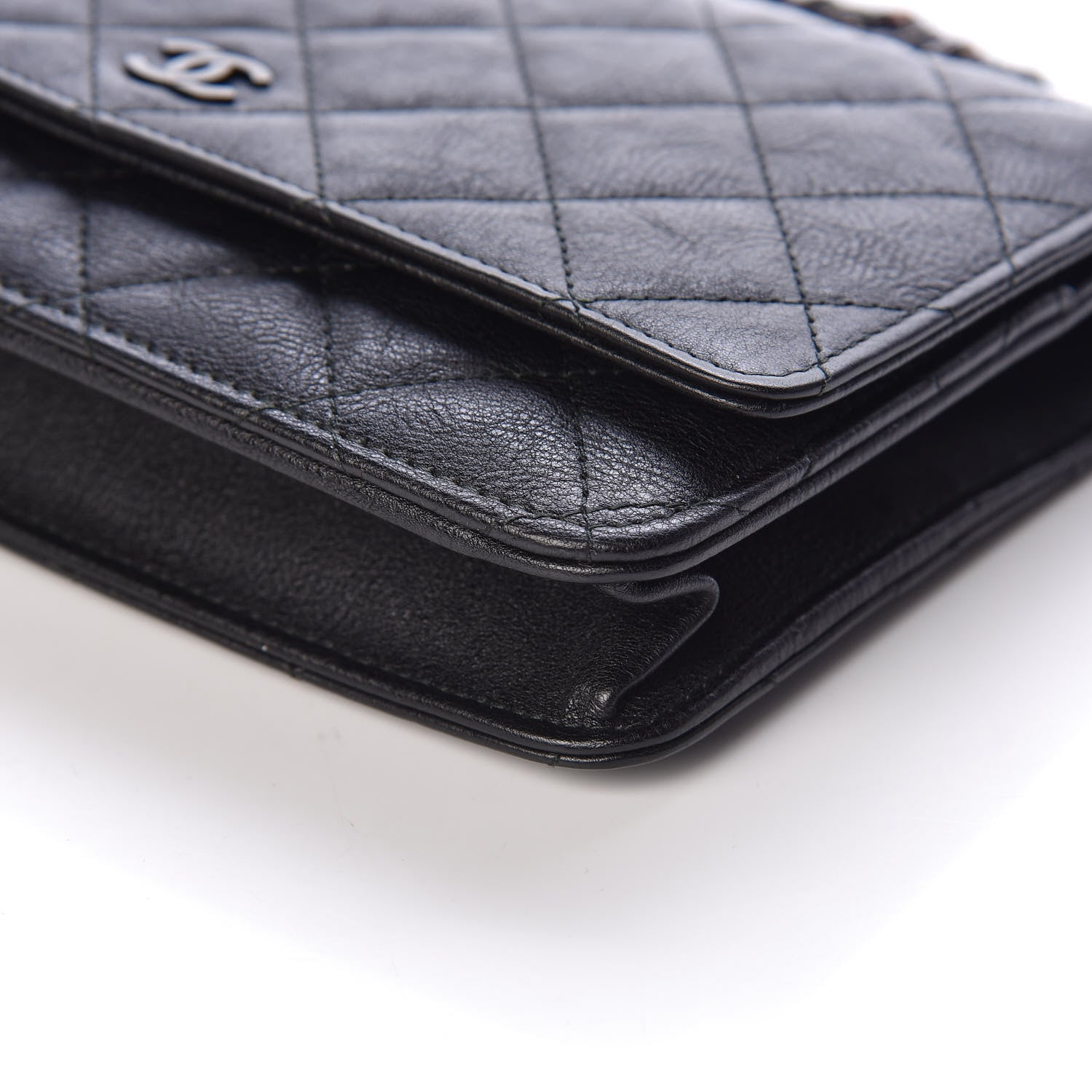 Chanel Crumpled Calfskin Quilted Wallet On Chain WOC So Black 11 of 11