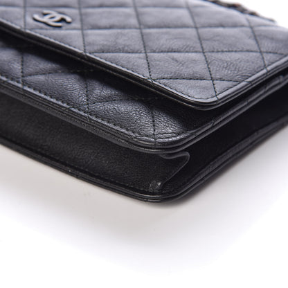 Chanel Crumpled Calfskin Quilted Wallet On Chain WOC So Black 11 of 11