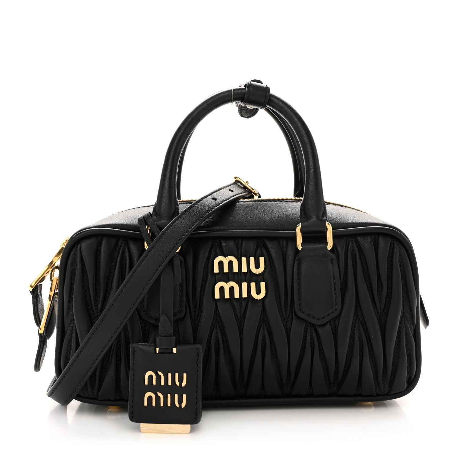 Miu Miu Nappa Matelasse Regular Arcadie Top Handle Bag Black 2 of 17
