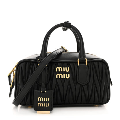 Miu Miu Nappa Matelasse Regular Arcadie Top Handle Bag Black 2 of 17