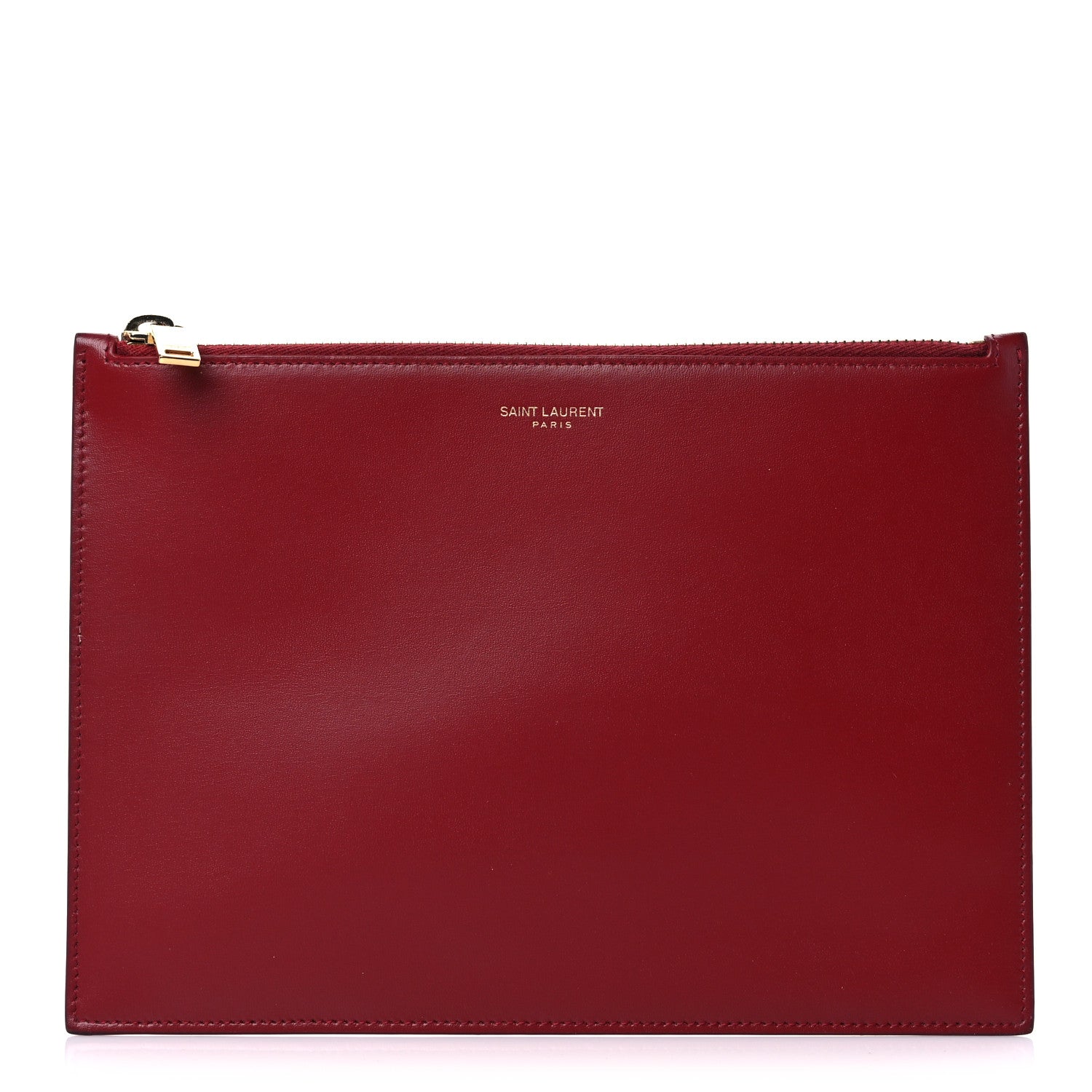 Saint Laurent Calfskin Medium Zip Clutch Red 1 of 13