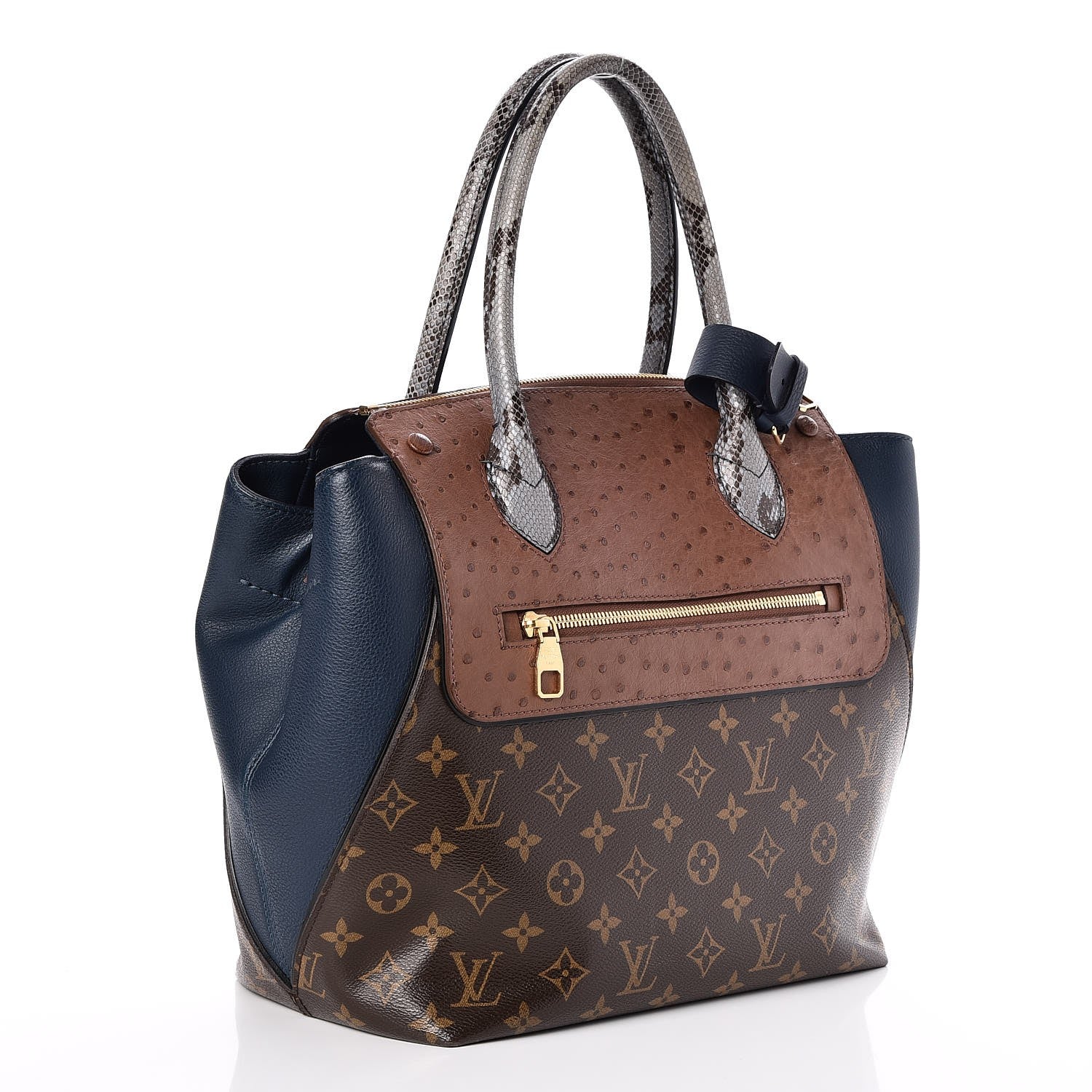 Louis Vuitton Ostrich Python Majestueux Tote MM Blue 3 of 7