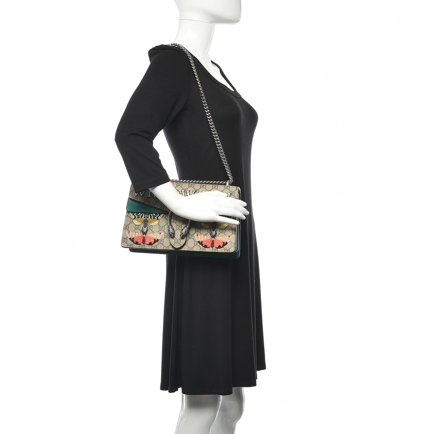 GG Supreme Monogram Willow Hill Embroidered Small Dionysus Shoulder Bag Emerald