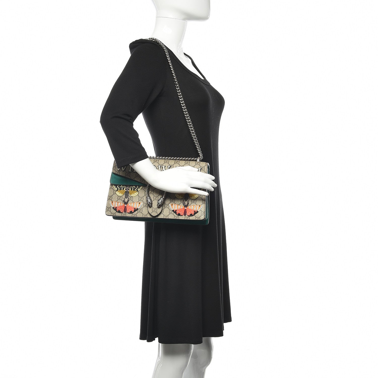 Gucci GG Supreme Monogram Willow Hill Embroidered Small Dionysus Shoulder Bag Emerald 2 of 14