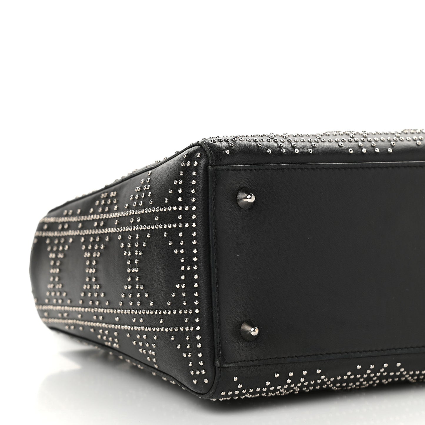 Lambskin Studded Cannage Medium Lady Dior Black