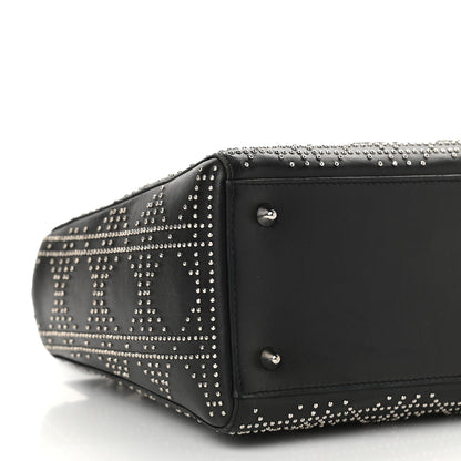 Christian Dior Lambskin Studded Cannage Medium Lady Dior Black 7 of 9