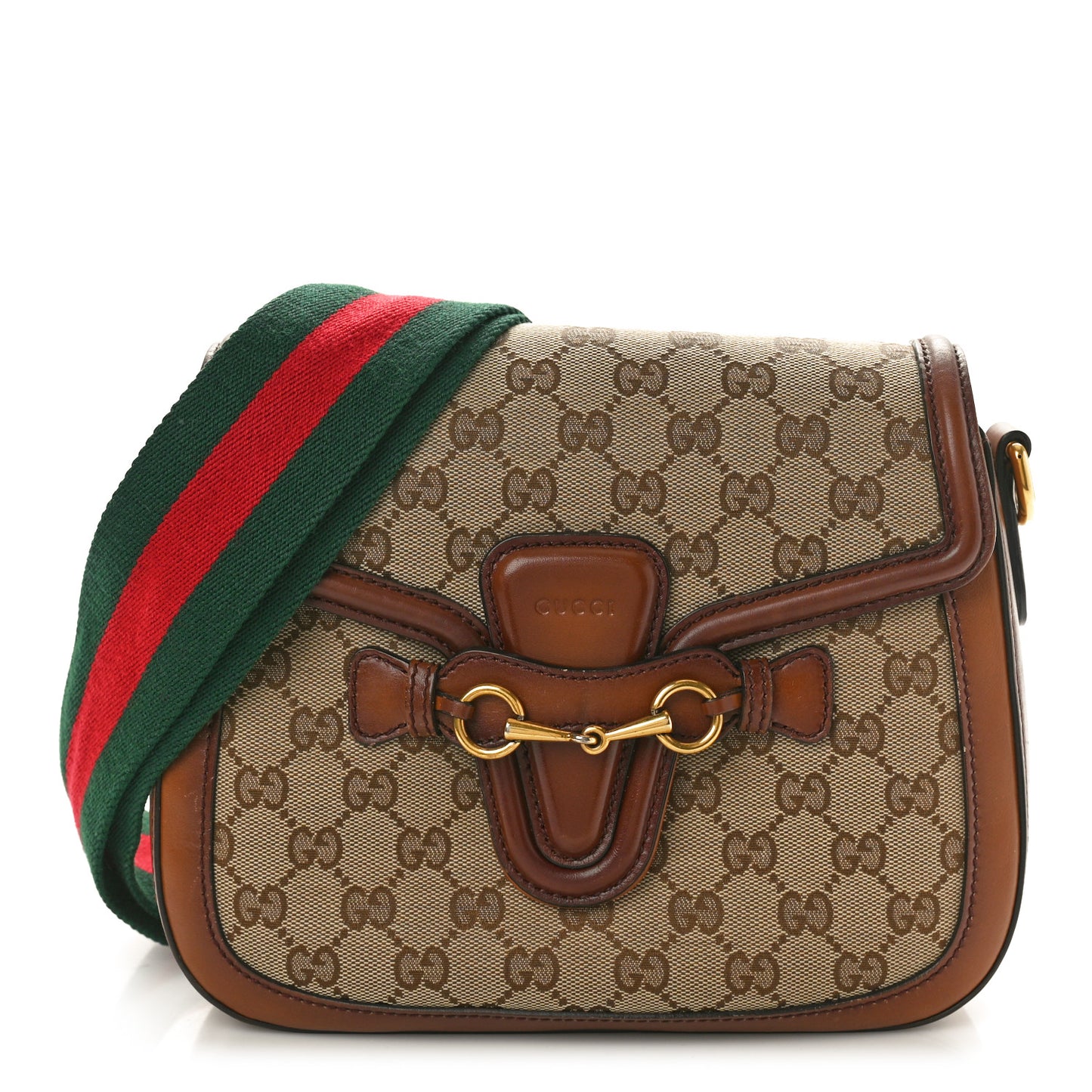 Monogram Medium Lady Web Shoulder Bag Beige Cuir