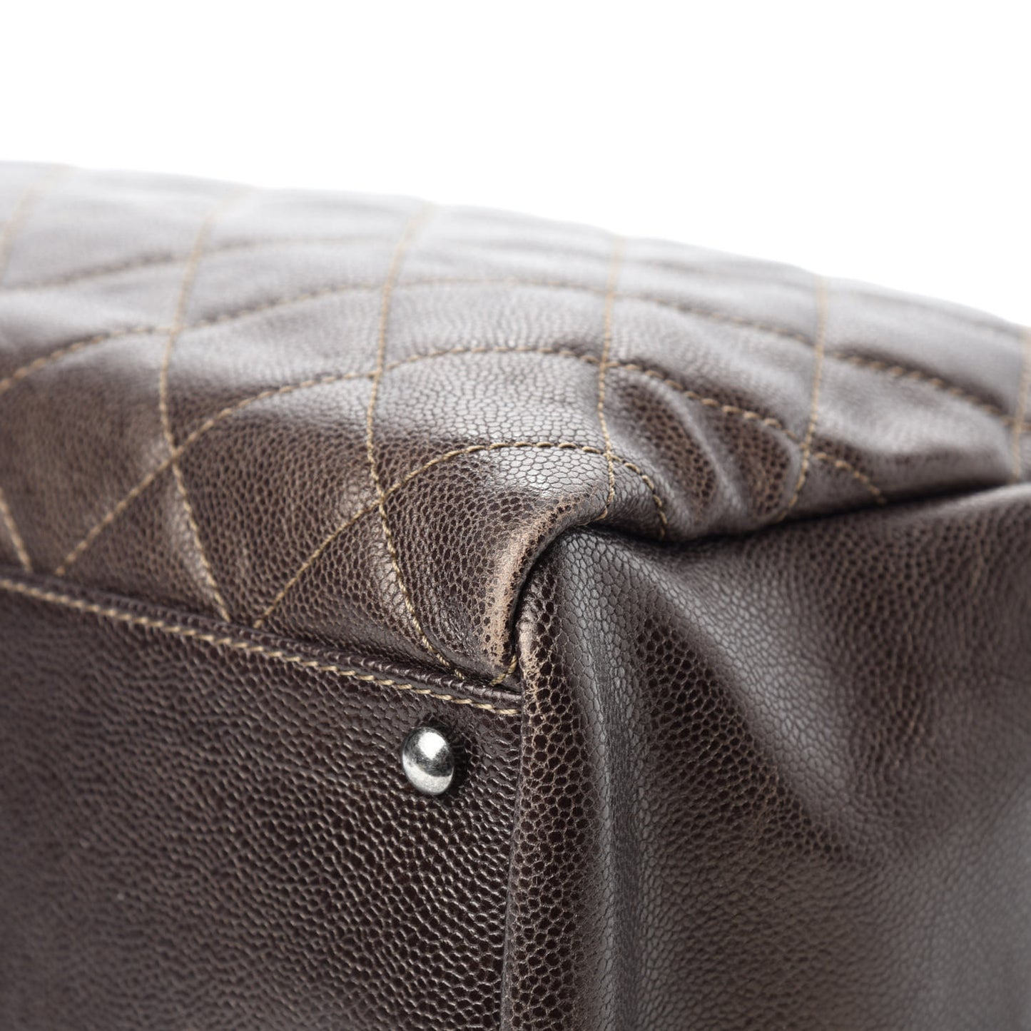 Iridescent Caviar Quilted Tall Chic Shopping Tote Dark Gold