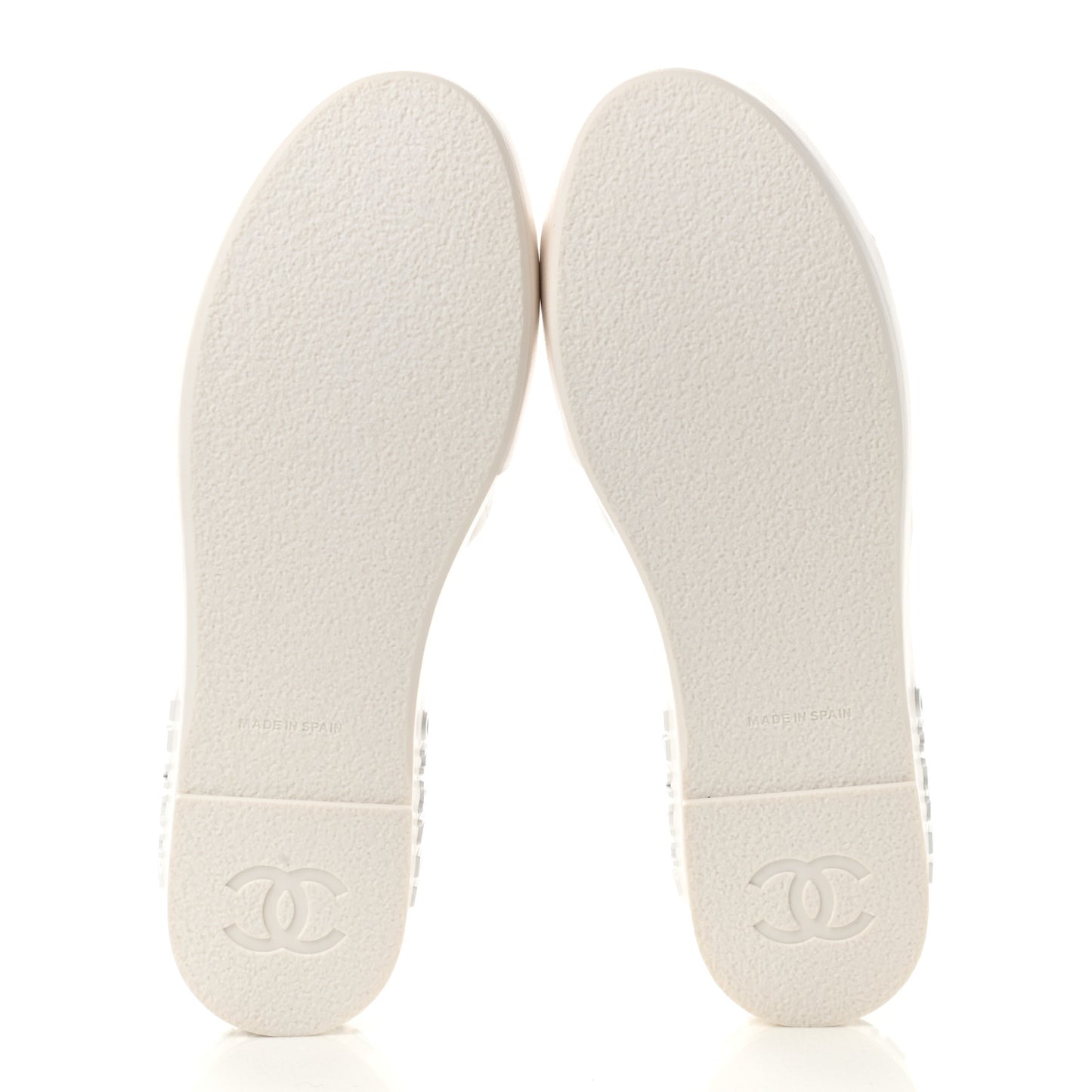 Lambskin Quilted CC Espadrille Slip On Sandals 39 White