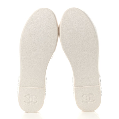 Chanel Lambskin Quilted CC Espadrille Slip On Sandals 39 White 5 of 8