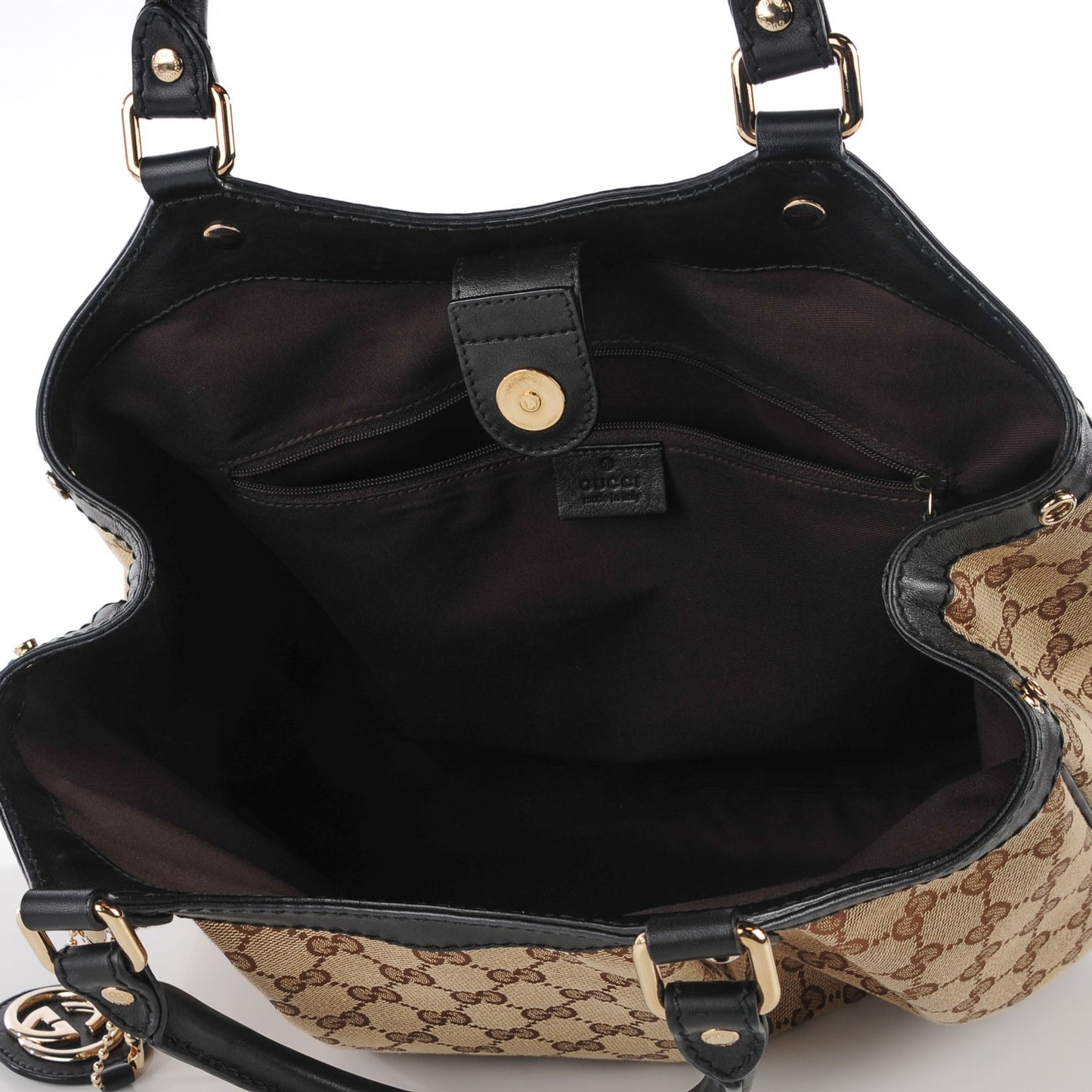 Monogram Medium Sukey Tote Beige Ebony Black