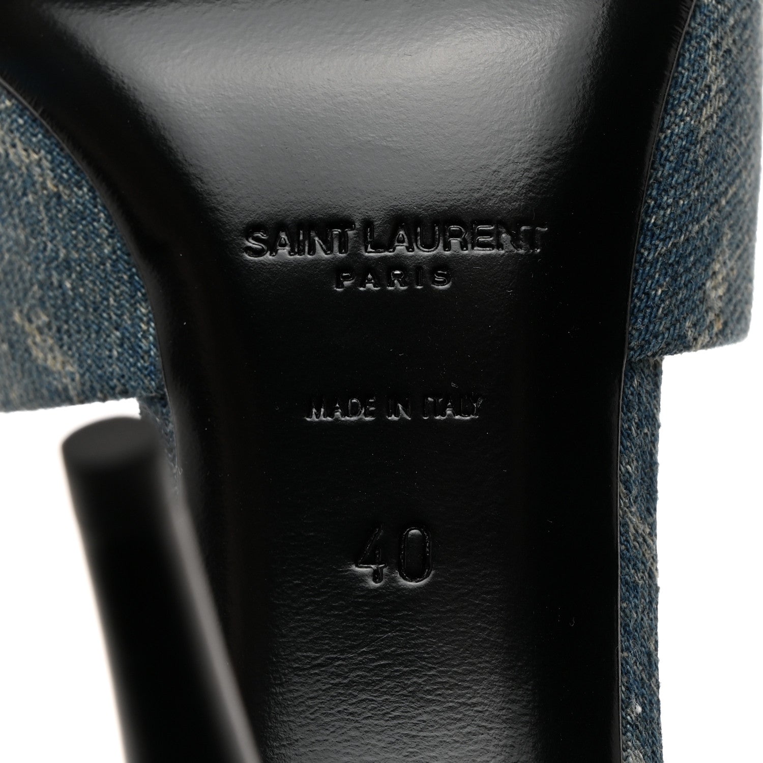 Saint Laurent Denim Monogram La 16 Mule Sandals 40 Blue Jeans 8 of 9