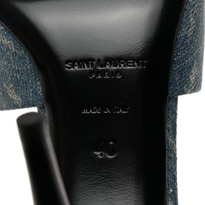 Saint Laurent Denim Monogram La 16 Mule Sandals 40 Blue Jeans 8 of 9
