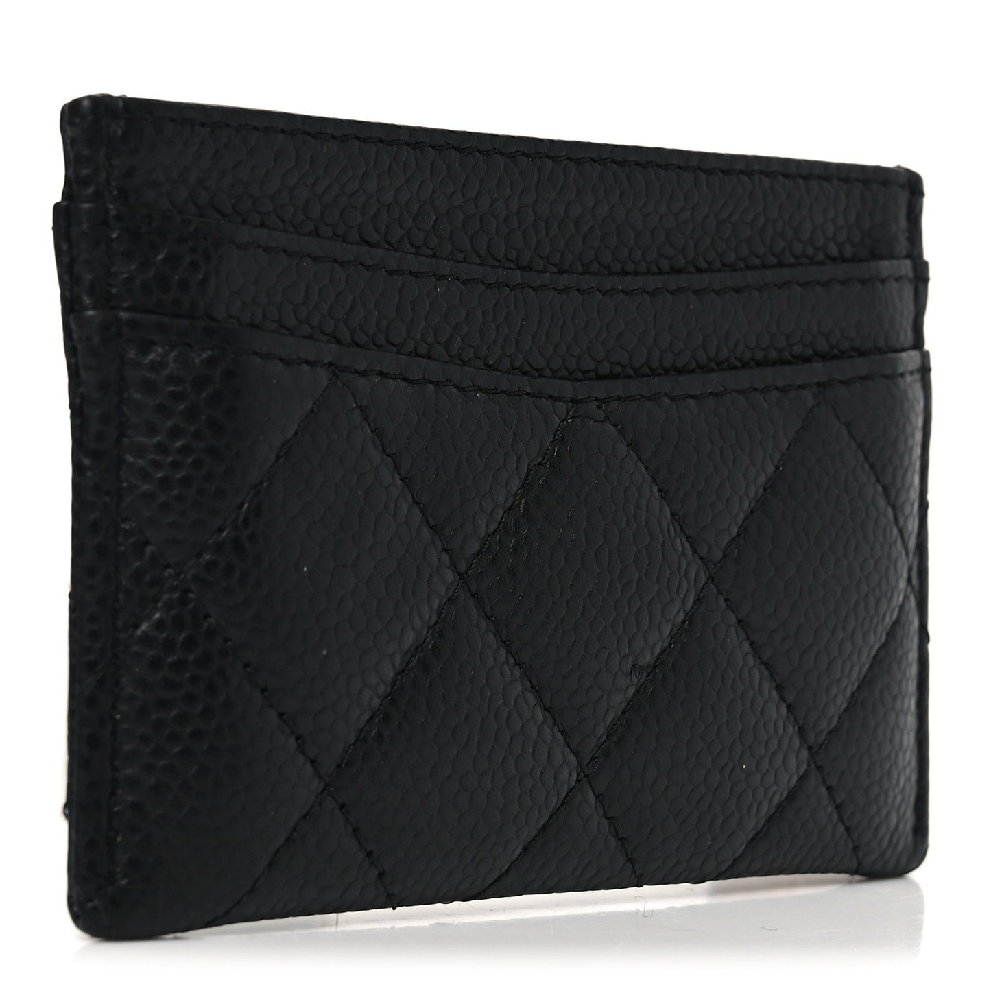 Caviar Quilted Card Holder Black
