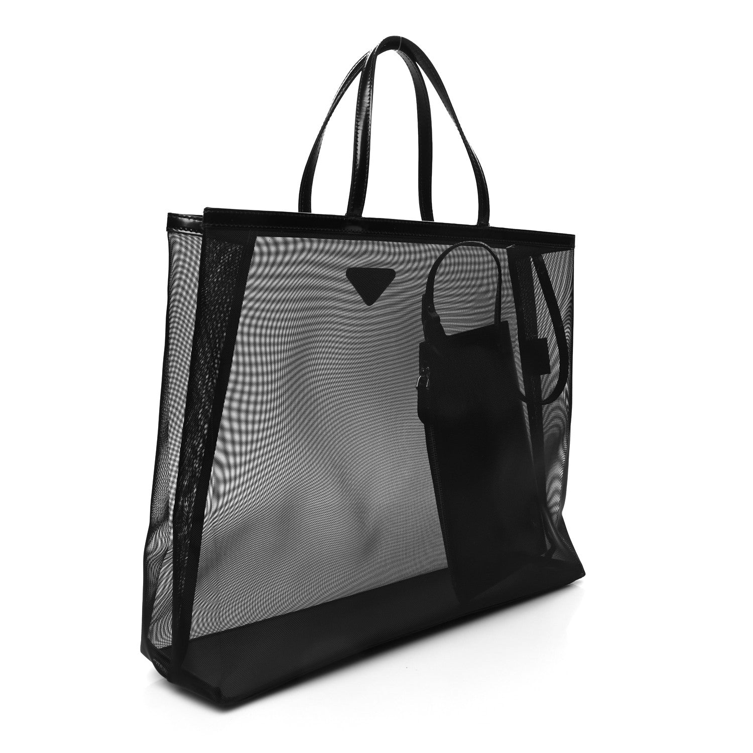 Prada Mesh Sequin Spazzolato Triangle Logo Tote Black 4 of 12
