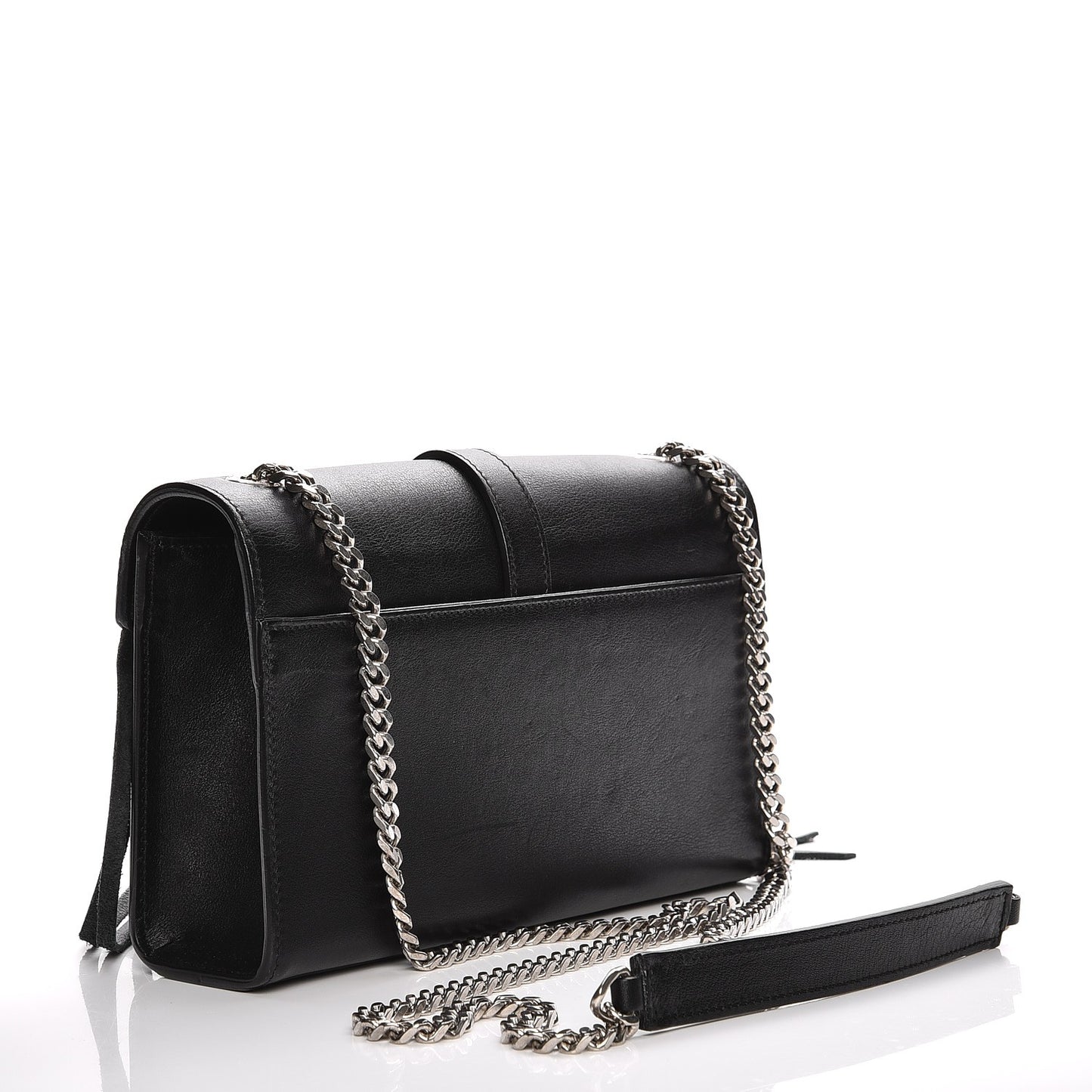 Calfskin Fringe Small Monogram Satchel Black